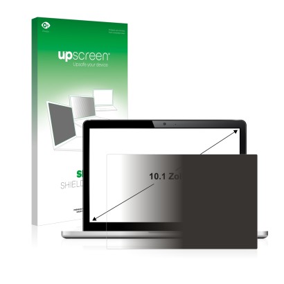 Face avant d’un emballage produit avec le logo de la marque upscreen. À côté, l’appareil est représenté avec la protection d’é
