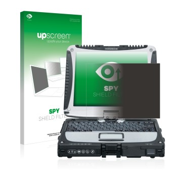 Front side of a product packaging with the brand logo upscreen. Next to it is the device Panasonic Toughbook CF-19 shown with 