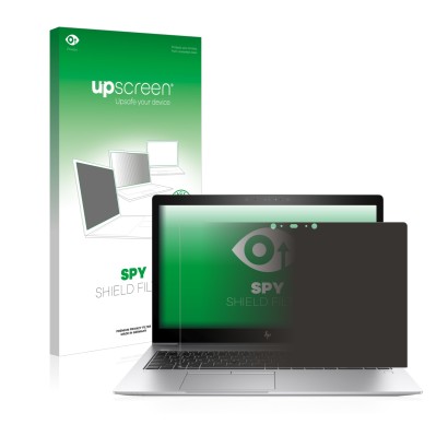 Face avant d’un emballage produit avec le logo de la marque upscreen. À côté, l’appareil HP EliteBook 850 G5 Touch est représe