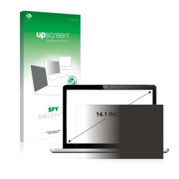 Parte frontal de un envase de producto con el logotipo de la marca upscreen. Al lado se muestra el dispositivo con su protecto