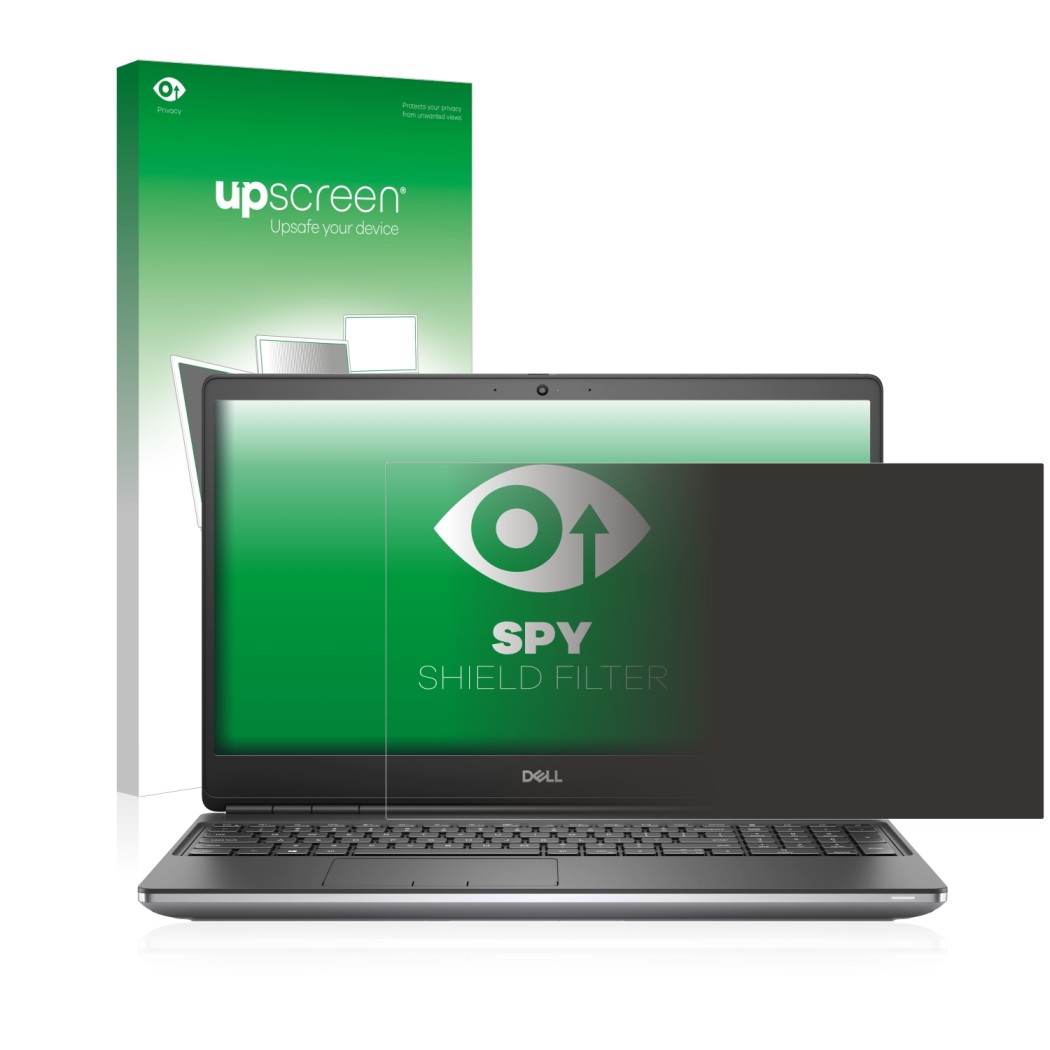 Vorderseite einer Produktverpackung mit dem Markenlogo upscreen. Daneben ist das Gerät Dell Mobile Precision 7550 mit dem zuge