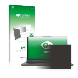 Parte frontal de un envase de producto con el logotipo de la marca upscreen. Al lado se muestra el dispositivo Fujitsu Lifeboo