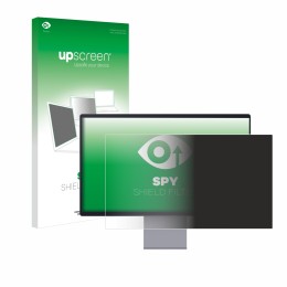 Face avant d’un emballage produit avec le logo de la marque upscreen. À côté, l’appareil Samsung Smart Monitor M9 M90SF est re