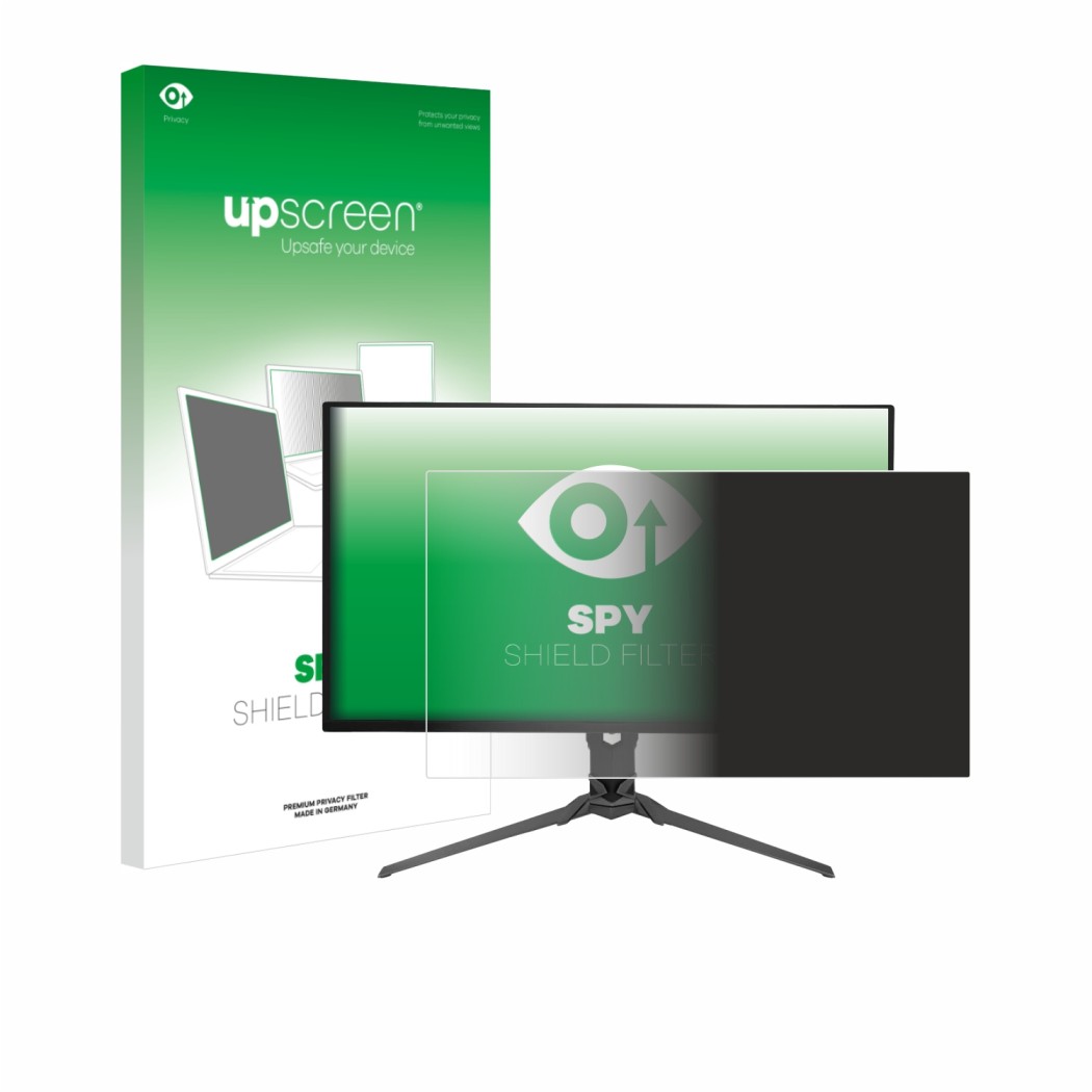 Parte frontale di una confezione del prodotto con il logo del marchio upscreen. Accanto è raffigurato il dispositivo Acer Pred