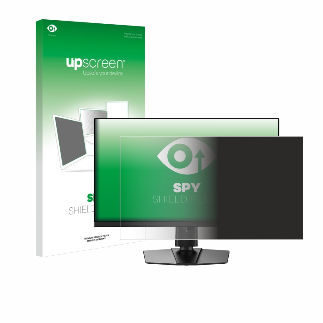 Face avant d’un emballage produit avec le logo de la marque upscreen. À côté, l’appareil MSI MPG 271QR X50 est représenté avec