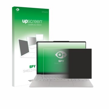 Parte frontal de un envase de producto con el logotipo de la marca upscreen. Al lado se muestra el dispositivo Lenovo Yoga Sli