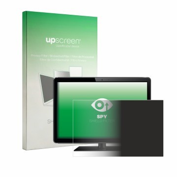 Vorderseite einer Produktverpackung mit dem Markenlogo upscreen. Daneben ist das Gerät mit dem zugehörigen Displayschutz abgeb