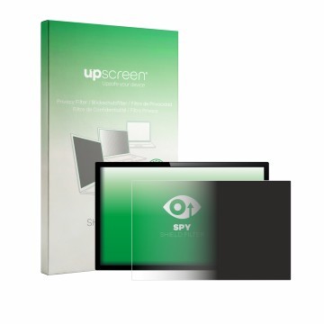 Vorderseite einer Produktverpackung mit dem Markenlogo upscreen. Daneben ist das Gerät mit dem zugehörigen Displayschutz abgeb