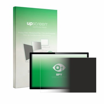 Parte frontal de un envase de producto con el logotipo de la marca upscreen. Al lado se muestra el dispositivo con su protecto