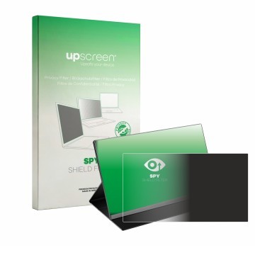 Vorderseite einer Produktverpackung mit dem Markenlogo upscreen. Daneben ist das Gerät Laptomo 15.6