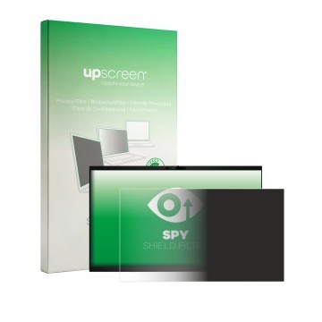 Parte frontal de un envase de producto con el logotipo de la marca upscreen. Al lado se muestra el dispositivo Dell Pro 24 E24