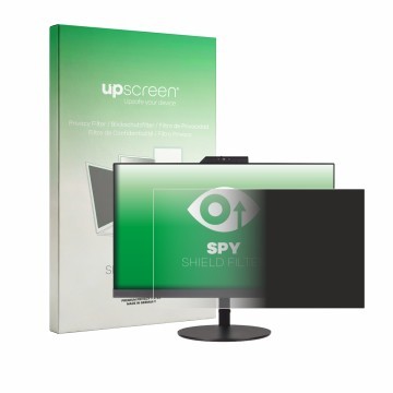 Face avant d’un emballage produit avec le logo de la marque upscreen. À côté, l’appareil Lenovo ThinkVision T24V-10 23.8