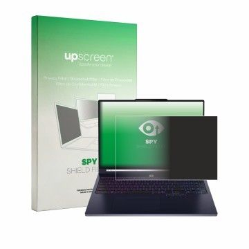 Face avant d’un emballage produit avec le logo de la marque upscreen. À côté, l’appareil Lenovo Legion 7a Gen 11 16