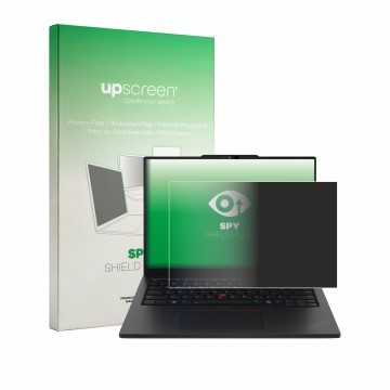 Vorderseite einer Produktverpackung mit dem Markenlogo upscreen. Daneben ist das Gerät Lenovo ThinkPad L13 Gen 7 mit dem zugeh
