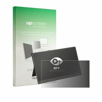 Face avant d’un emballage produit avec le logo de la marque upscreen. À côté, l’appareil TRONIC Monitor 15.6
