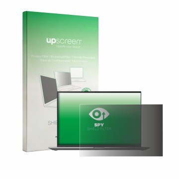 Parte frontal de un envase de producto con el logotipo de la marca upscreen. Al lado se muestra el dispositivo LG gram 16Z90TL