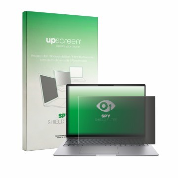Parte frontale di una confezione del prodotto con il logo del marchio upscreen. Accanto è raffigurato il dispositivo HP Zbook 