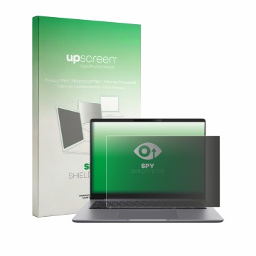 Face avant d’un emballage produit avec le logo de la marque upscreen. À côté, l’appareil ASUS ExpertBook PM3 est représenté av