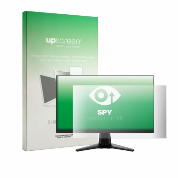 Vorderseite einer Produktverpackung mit dem Markenlogo upscreen. Daneben ist das Gerät MSI G255F mit dem zugehörigen Displaysc