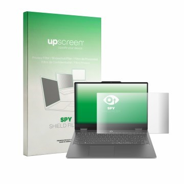 Face avant d’un emballage produit avec le logo de la marque upscreen. À côté, l’appareil Lenovo LOQ Essential Gen 11 15