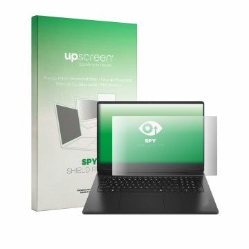 Vorderseite einer Produktverpackung mit dem Markenlogo upscreen. Daneben ist das Gerät HP Omen 17-db1351ng mit dem zugehörigen