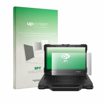 Face avant d’un emballage produit avec le logo de la marque upscreen. À côté, l’appareil Dell Pro Rugged 13 Extreme est représ
