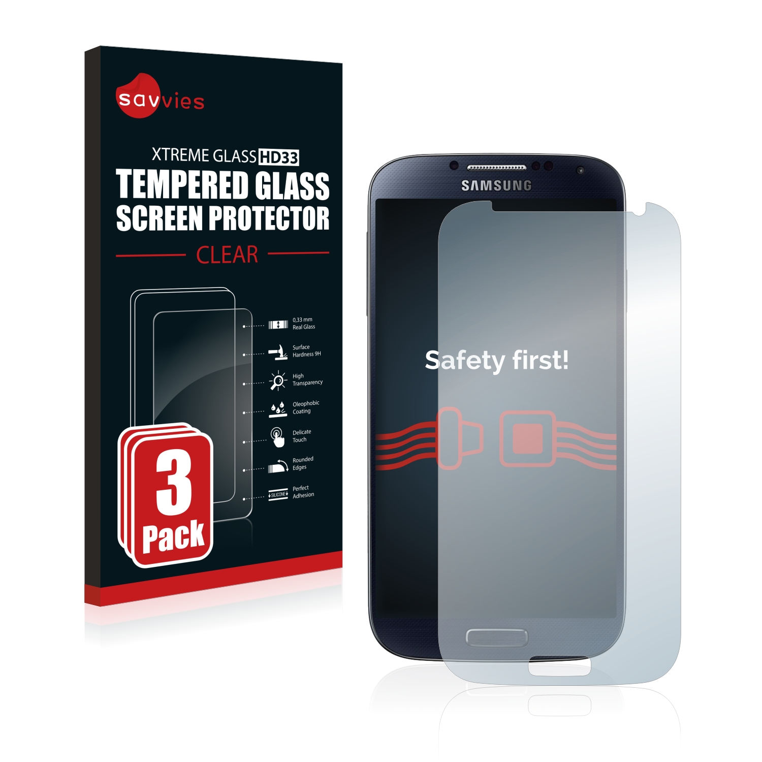 3x Schutzpanzer Glasfolie für Samsung Galaxy S4 Schutzglas