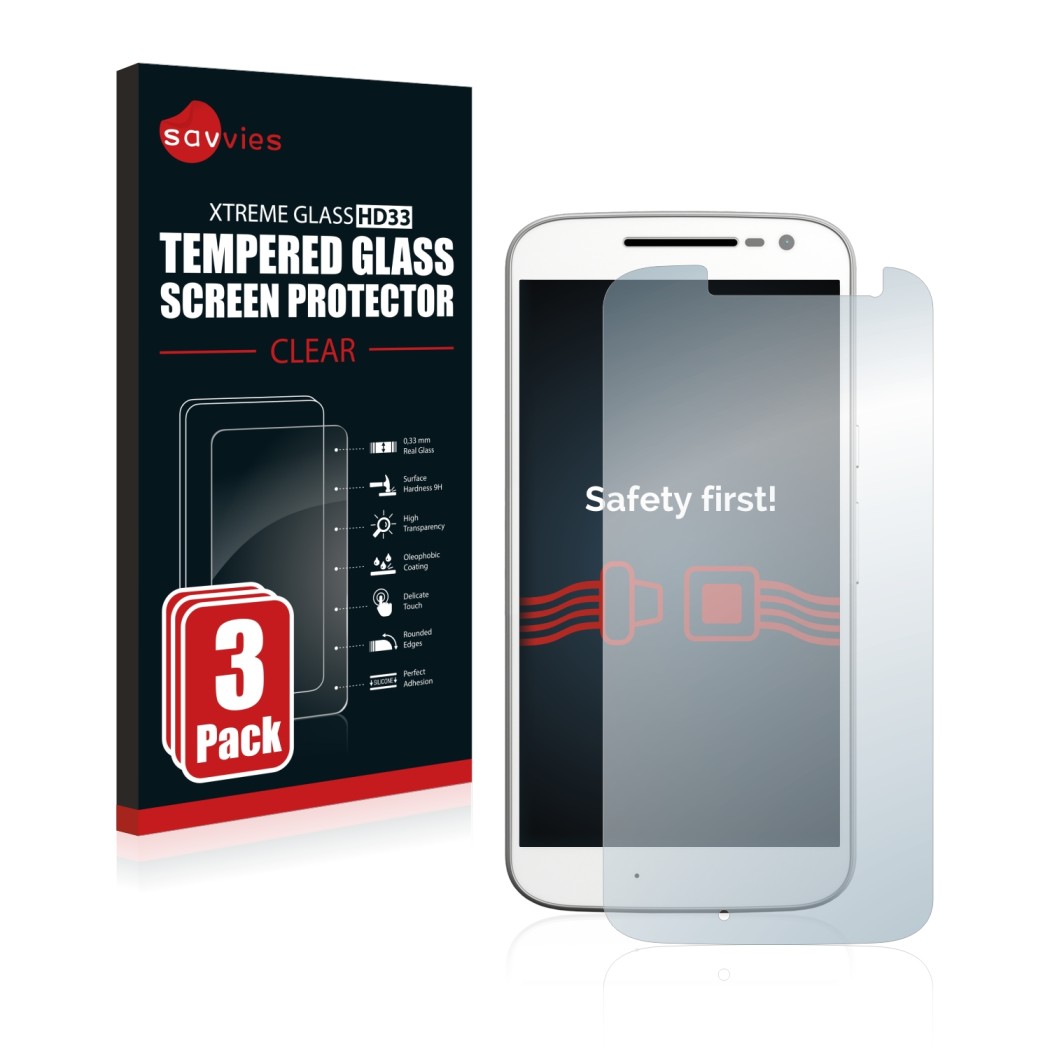 Parte frontale di una confezione del prodotto con il logo del marchio Savvies. Accanto è raffigurato il dispositivo Motorola M