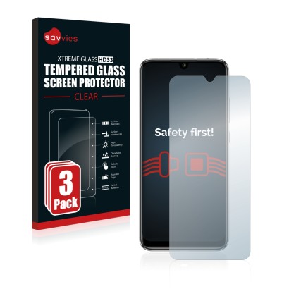 Parte frontale di una confezione del prodotto con il logo del marchio Savvies. Accanto è raffigurato il dispositivo Xiaomi Mi 