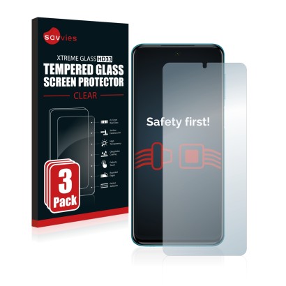 Parte frontale di una confezione del prodotto con il logo del marchio Savvies. Accanto è raffigurato il dispositivo Xiaomi Red