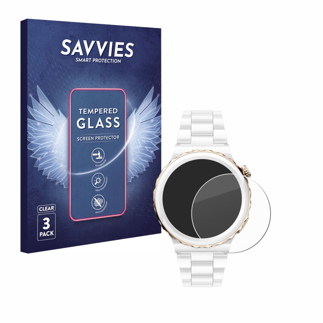 3x Savvies Clear Tempered Glass Screen Protector for Huawei Watch