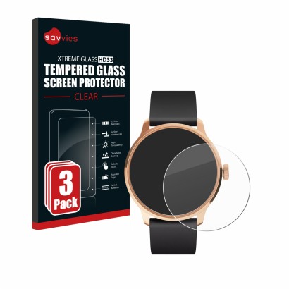 Front side of a product packaging with the brand logo Savvies. Next to it is the device Withings ScanWatch Light shown with th