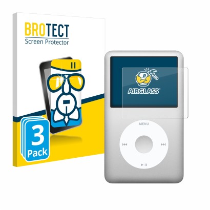 Front side of a product packaging with the brand logo BROTECT. Next to it is the device Apple iPod classic 160 GB (7th Gen.) s