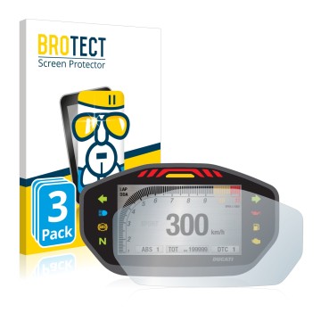 Parte frontal de un envase de producto con el logotipo de la marca BROTECT. Al lado se muestra el dispositivo Ducati Monster 1