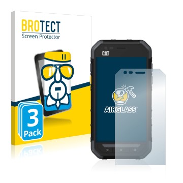 Vorderseite einer Produktverpackung mit dem Markenlogo BROTECT. Daneben ist das Gerät Caterpillar Cat S30 mit dem zugehörigen 