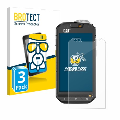 Vorderseite einer Produktverpackung mit dem Markenlogo BROTECT. Daneben ist das Gerät Caterpillar Cat S60 mit dem zugehörigen 