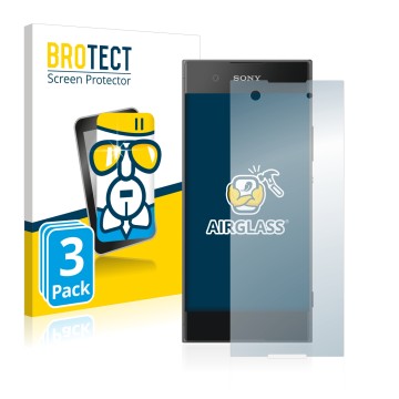 Face avant d’un emballage produit avec le logo de la marque BROTECT. À côté, l’appareil Sony Xperia XA1 est représenté avec la