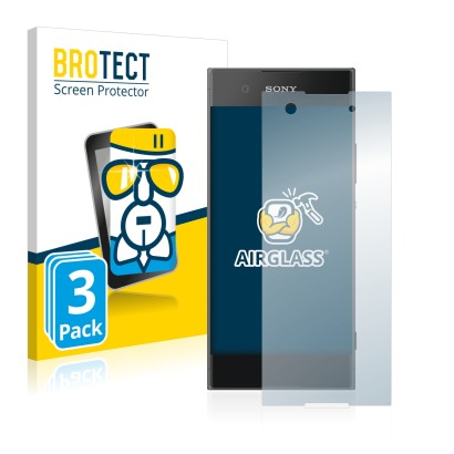 Front side of a product packaging with the brand logo BROTECT. Next to it is the device Sony Xperia XA1 shown with the corresp
