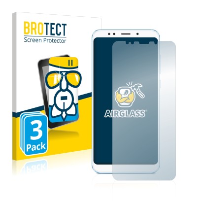 Parte frontal de un envase de producto con el logotipo de la marca BROTECT. Al lado se muestra el dispositivo Xiaomi Redmi 5 P