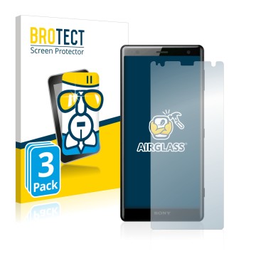 Parte frontale di una confezione del prodotto con il logo del marchio BROTECT. Accanto è raffigurato il dispositivo Sony Xperi