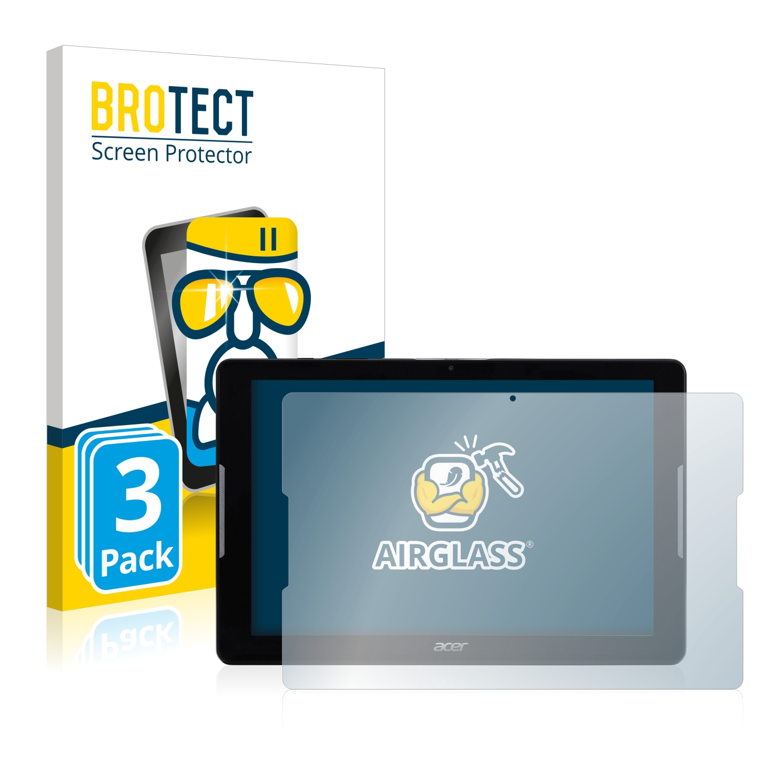 3x BROTECT AirGlass čirá skleněná fólie pro Acer Iconia One 10 B3-A32