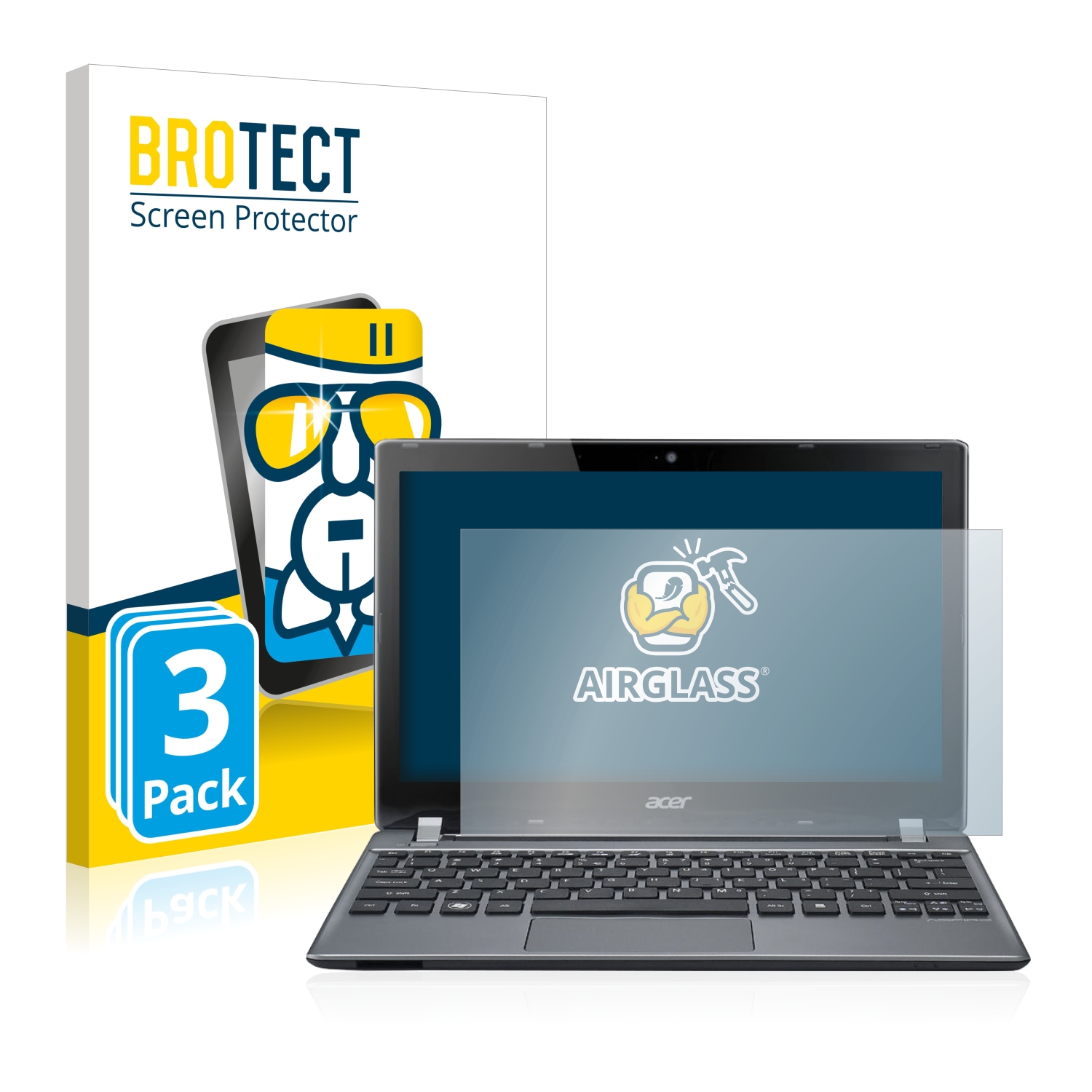 3x BROTECT AirGlass čirá skleněná fólie pro Acer Aspire V5-171-73518G50ass