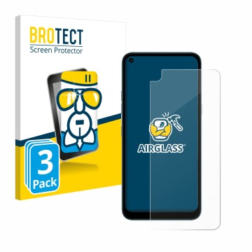 Parte frontale di una confezione del prodotto con il logo del marchio BROTECT. Accanto è raffigurato il dispositivo LG K61 con