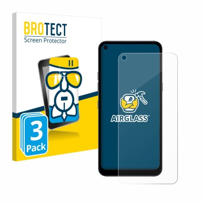 Vorderseite einer Produktverpackung mit dem Markenlogo BROTECT. Daneben ist das Gerät LG K61S mit dem zugehörigen Displayschut