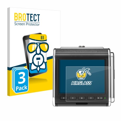 Vorderseite einer Produktverpackung mit dem Markenlogo BROTECT. Daneben ist das Gerät Hasselblad CFV II-2 50C 907X mit dem zug