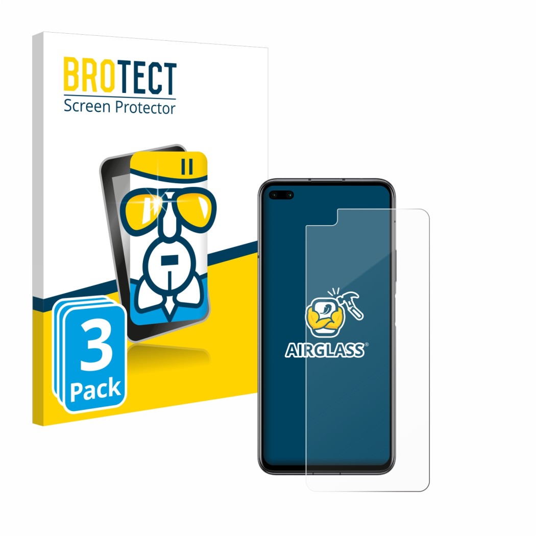 Parte frontale di una confezione del prodotto con il logo del marchio BROTECT. Accanto è raffigurato il dispositivo Honor Play