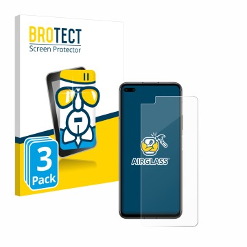 Parte frontal de un envase de producto con el logotipo de la marca BROTECT. Al lado se muestra el dispositivo Honor Play 4 Pro