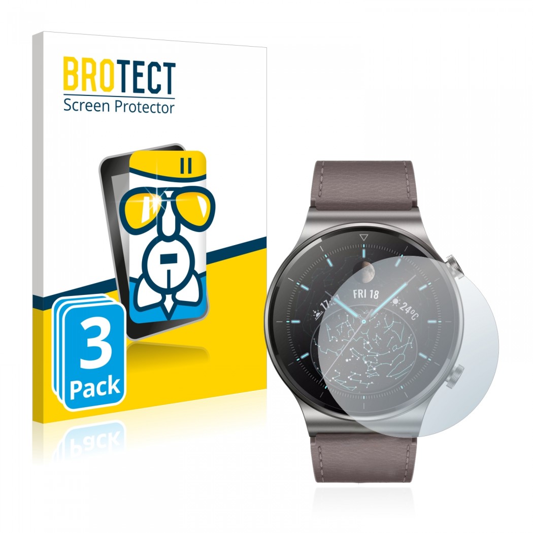 3x brotect airglass glass screen protector for huawei watch gt 2 pro