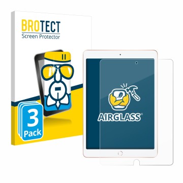 Front side of a product packaging with the brand logo BROTECT. Next to it is the device Apple iPad 10.2