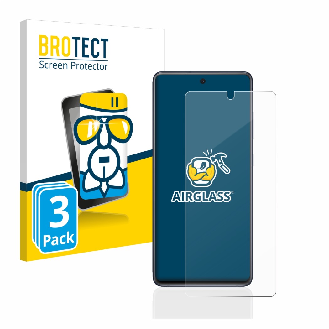 Vorderseite einer Produktverpackung mit dem Markenlogo BROTECT. Daneben ist das Gerät Samsung Galaxy S20 FE 5G mit dem zugehör